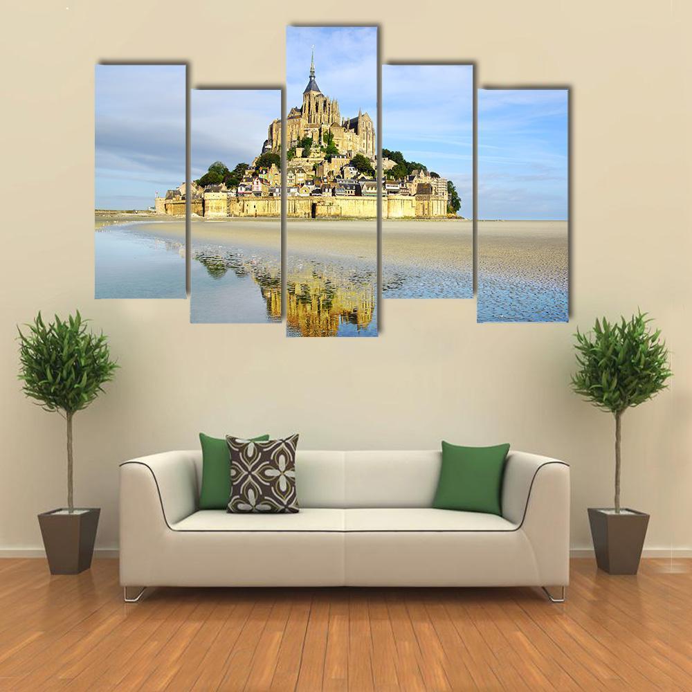 Mont Saint Michel Abbey Canvas Wall Art-5 Pop-Gallery Wrap-47" x 32"-Tiaracle