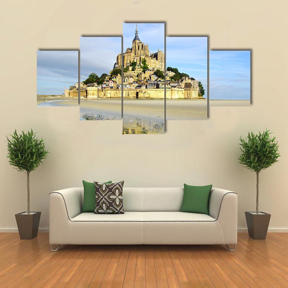 Mont Saint Michel Abbey Canvas Wall Art-5 Star-Gallery Wrap-62" x 32"-Tiaracle