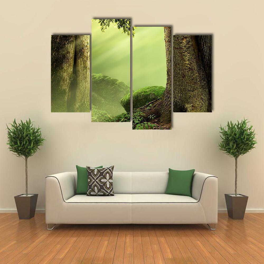 Old Mossy Trees Canvas Wall Art-4 Pop-Gallery Wrap-50&quot; x 32&quot;-Tiaracle