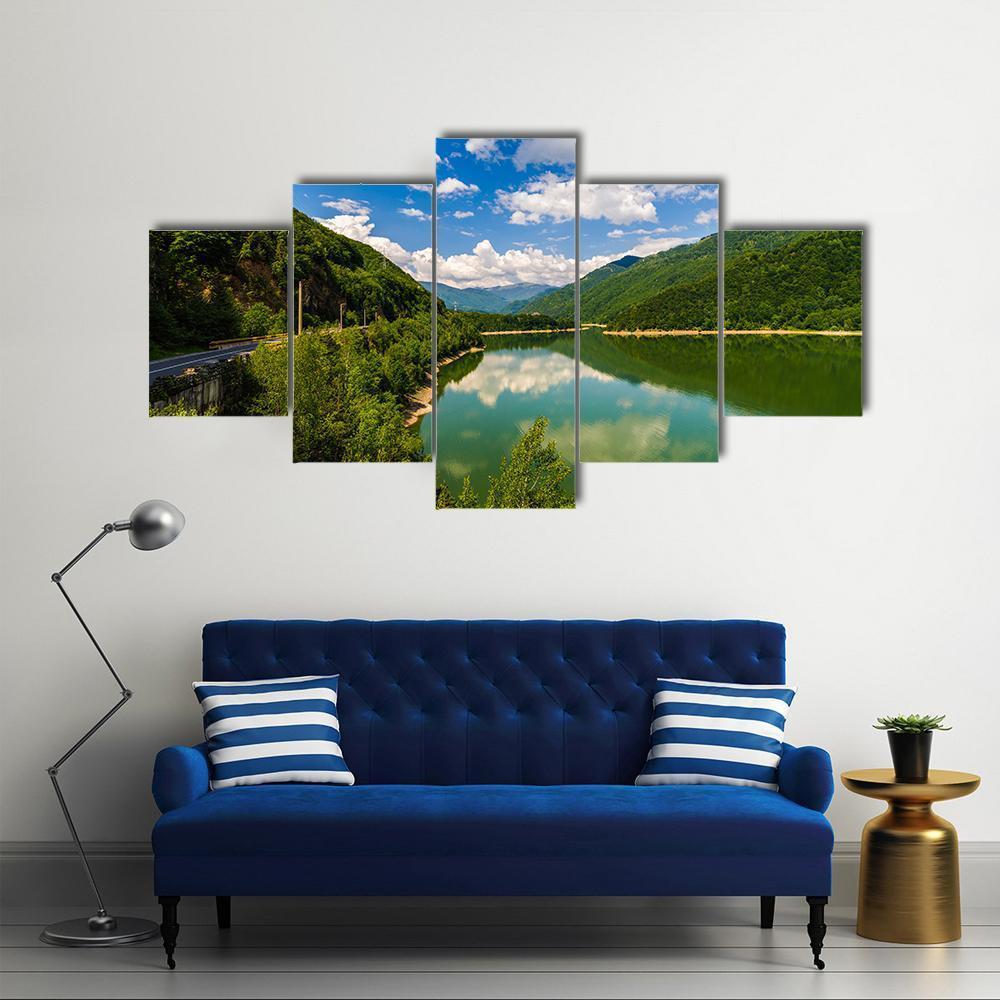 Olt River In Romania Canvas Wall Art-5 Star-Gallery Wrap-62" x 32"-Tiaracle