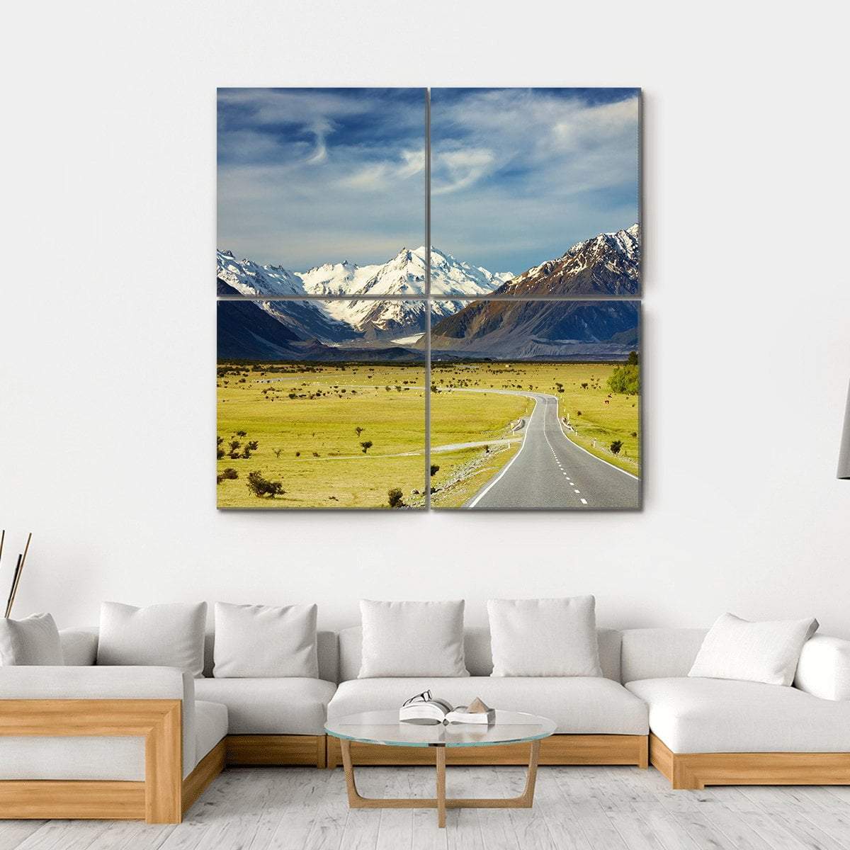 Road To Snowy Mountains Canvas Wall Art-4 Square-Gallery Wrap-17" x 17"-Tiaracle