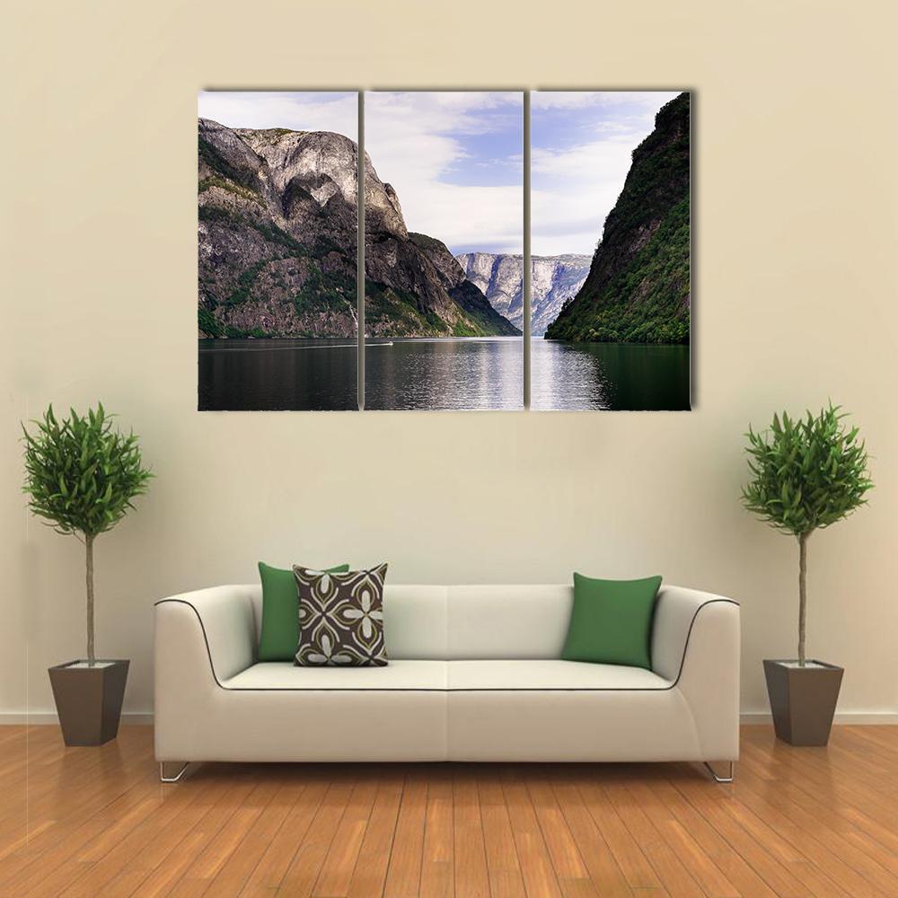 Amazing Norwegian Fjord Canvas Wall Art-3 Horizontal-Gallery Wrap-37" x 24"-Tiaracle