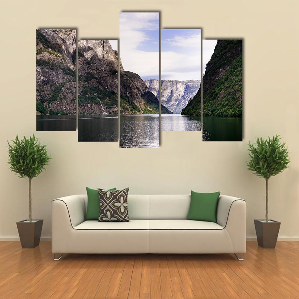 Amazing Norwegian Fjord Canvas Wall Art-5 Pop-Gallery Wrap-47" x 32"-Tiaracle