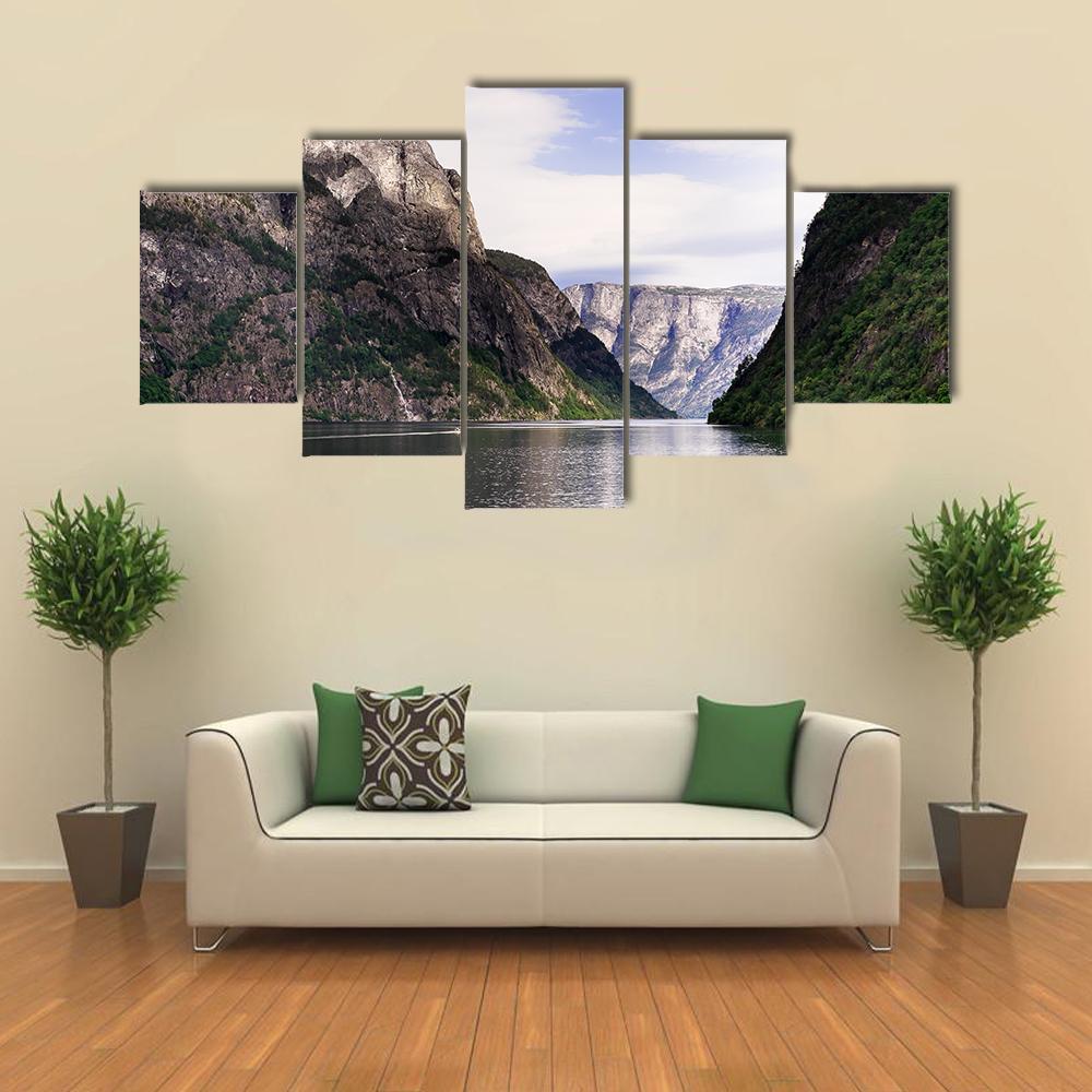 Amazing Norwegian Fjord Canvas Wall Art-5 Star-Gallery Wrap-62" x 32"-Tiaracle