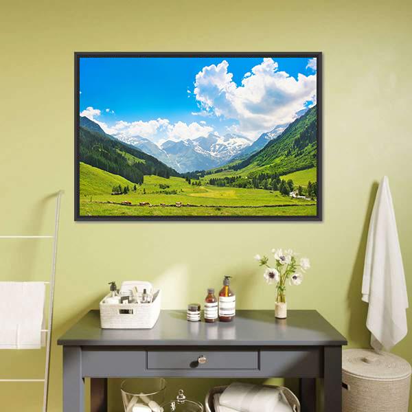 Landscape With The Alps Austria Canvas Wall Art-1 Piece-Floating Frame-24" x 16"-Tiaracle