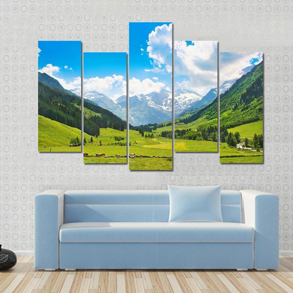 Landscape With The Alps Austria Canvas Wall Art-5 Pop-Gallery Wrap-47" x 32"-Tiaracle