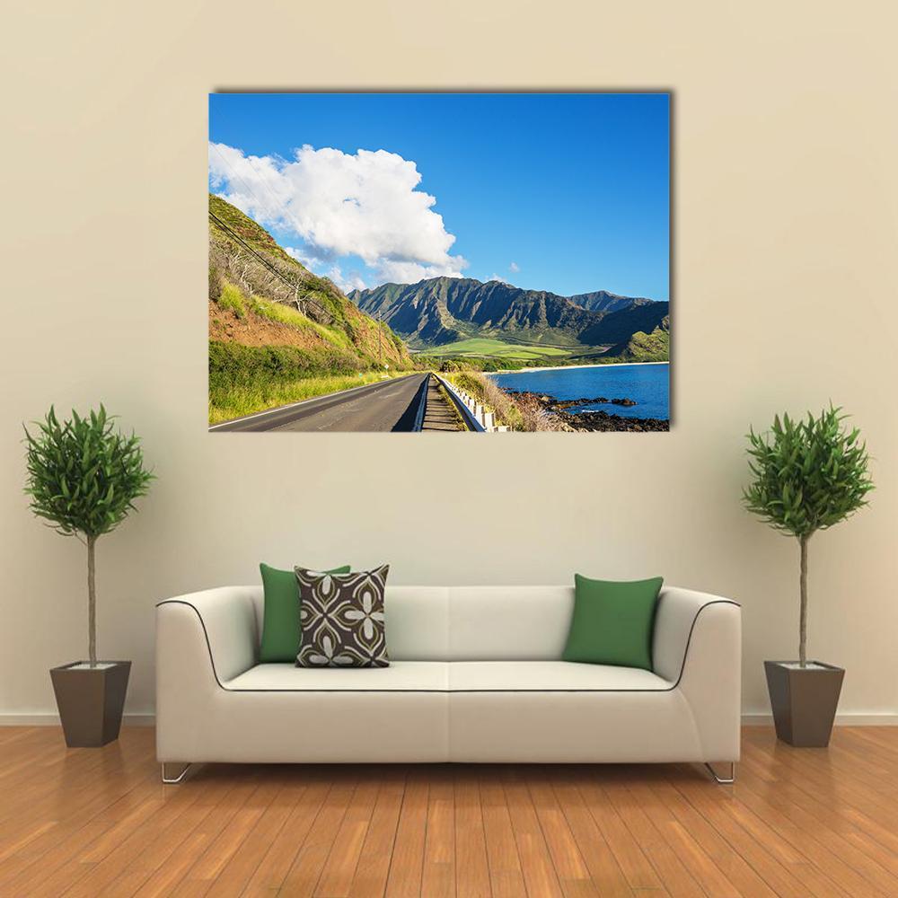 Road Near Oahu Island Canvas Wall Art-1 Piece-Gallery Wrap-48" x 32"-Tiaracle