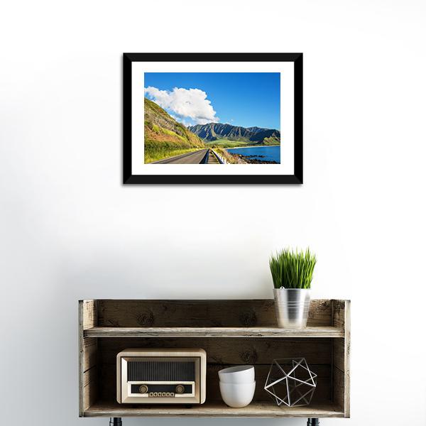 Road Near Oahu Island Canvas Wall Art-1 Piece-Framed Print-20" x 16"-Tiaracle