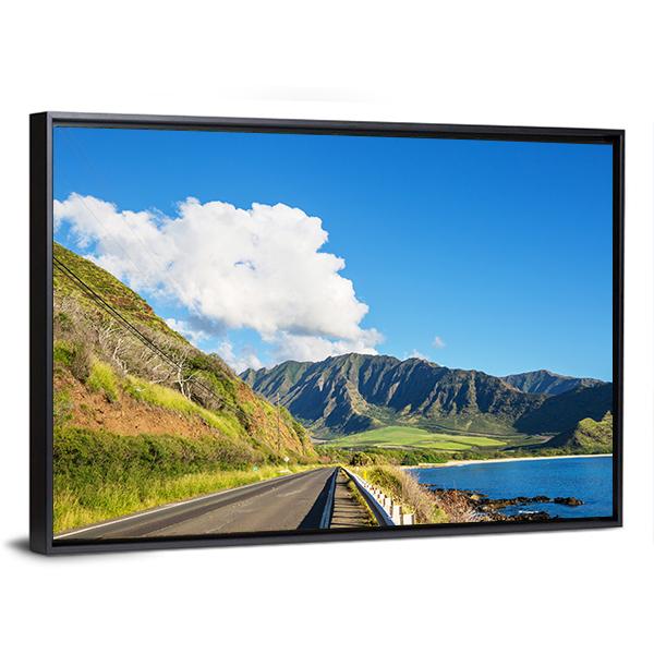 Road Near Oahu Island Canvas Wall Art-3 Horizontal-Gallery Wrap-25" x 16"-Tiaracle