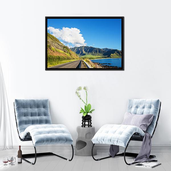Road Near Oahu Island Canvas Wall Art-3 Horizontal-Gallery Wrap-25" x 16"-Tiaracle