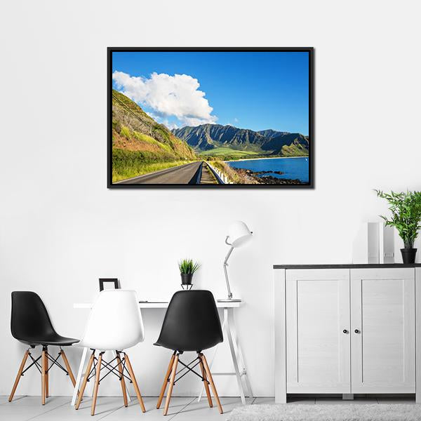 Road Near Oahu Island Canvas Wall Art-3 Horizontal-Gallery Wrap-25" x 16"-Tiaracle