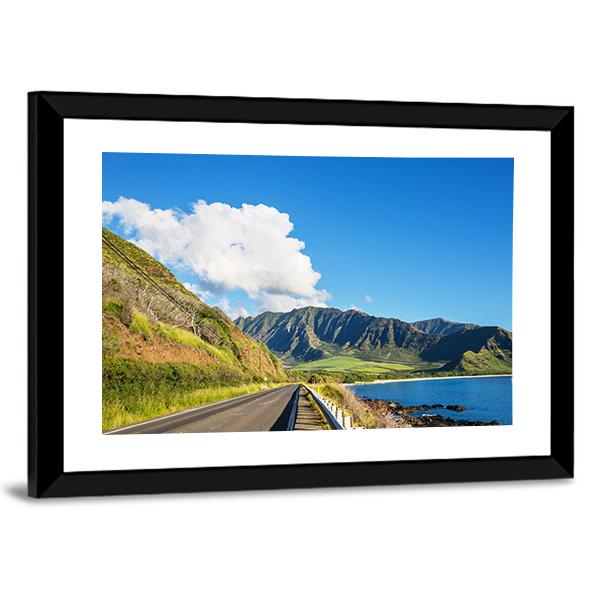 Road Near Oahu Island Canvas Wall Art-3 Horizontal-Gallery Wrap-25" x 16"-Tiaracle