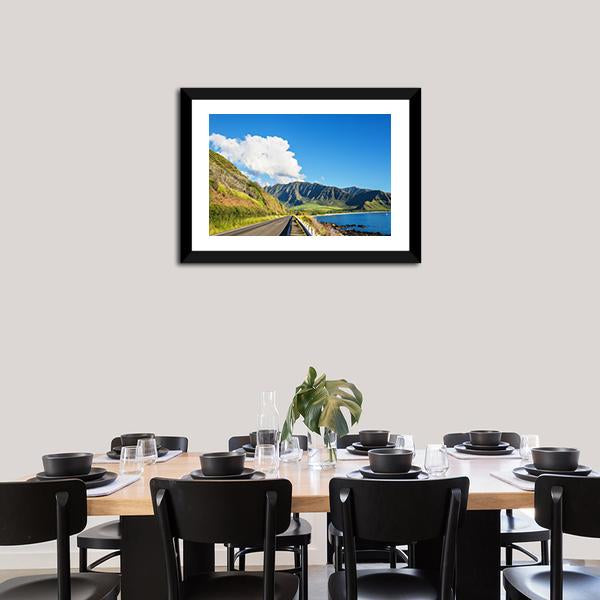 Road Near Oahu Island Canvas Wall Art-3 Horizontal-Gallery Wrap-25" x 16"-Tiaracle