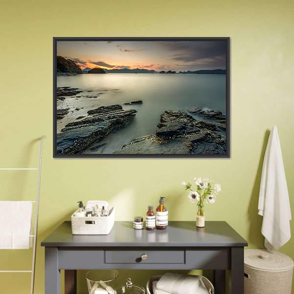 Langkawi Beach In Malaysia Canvas Wall Art-1 Piece-Floating Frame-36" x 24"-Tiaracle