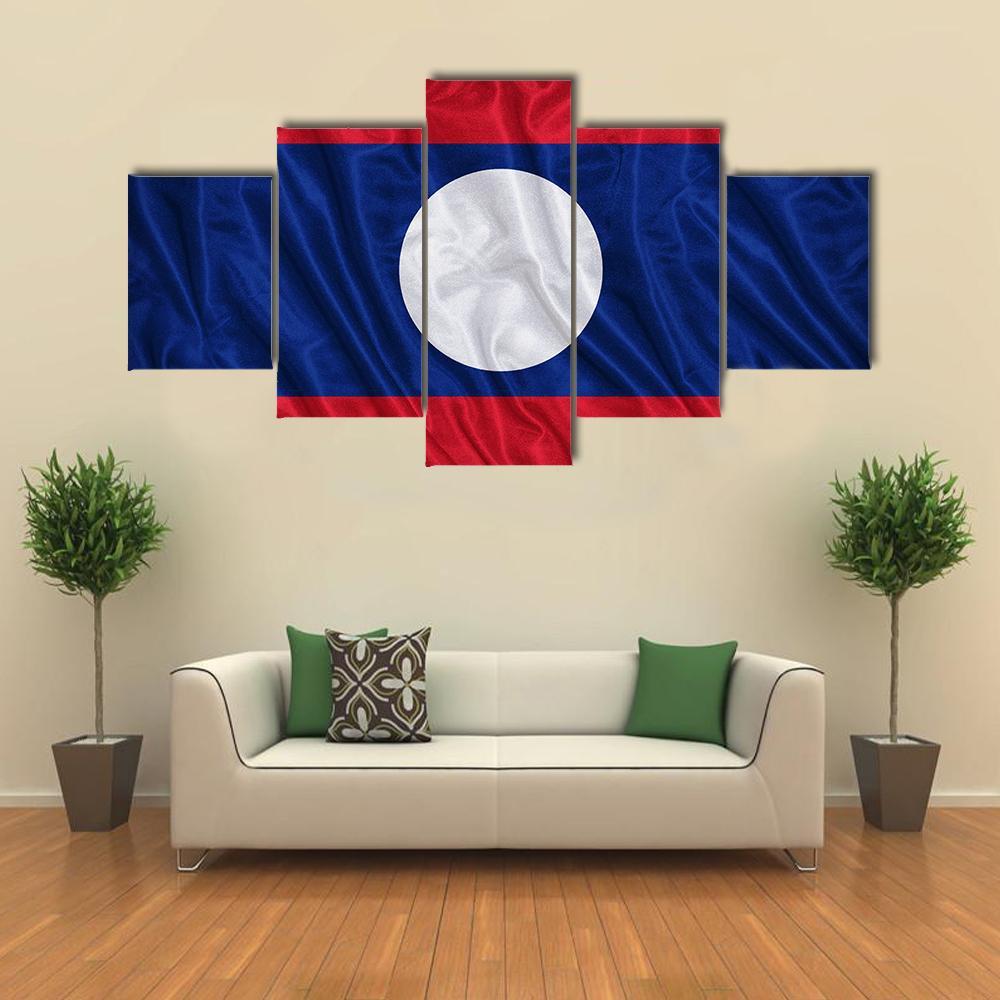 Waving Laos Flag Canvas Wall Art-4 Pop-Gallery Wrap-50" x 32"-Tiaracle