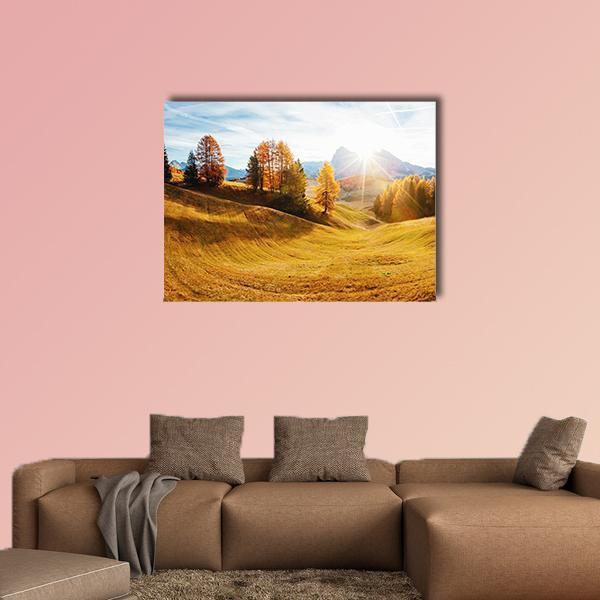 Autumn Hills In South Tyrol Canvas Wall Art-1 Piece-Gallery Wrap-48" x 32"-Tiaracle