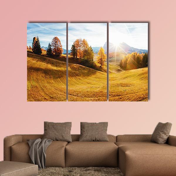 Autumn Hills In South Tyrol Canvas Wall Art-3 Horizontal-Gallery Wrap-25" x 16"-Tiaracle