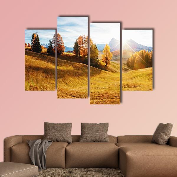 Autumn Hills In South Tyrol Canvas Wall Art-4 Pop-Gallery Wrap-50" x 32"-Tiaracle