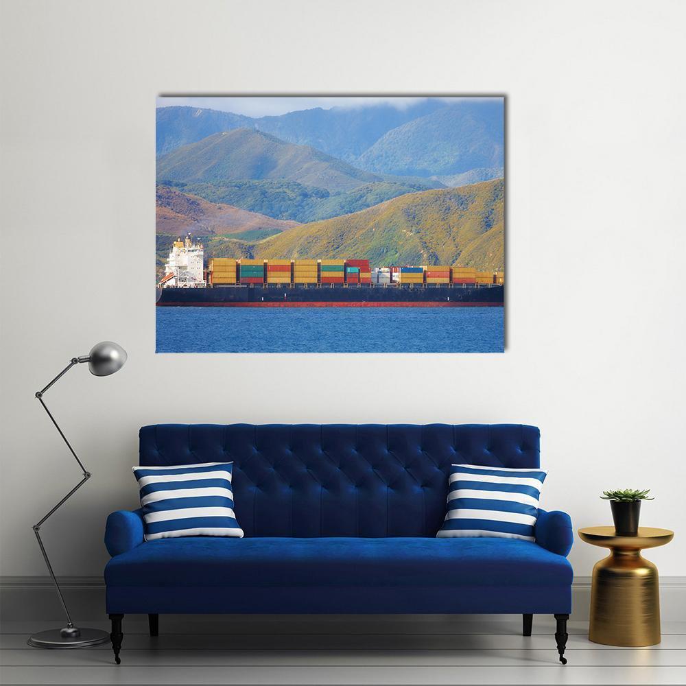 Large Cargo Ship Canvas Wall Art-1 Piece-Gallery Wrap-48" x 32"-Tiaracle