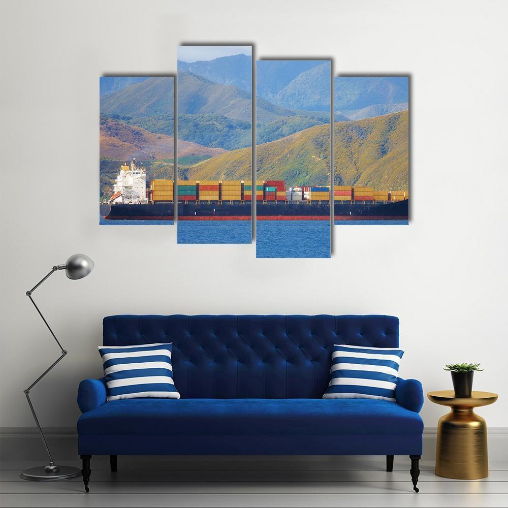 Large Cargo Ship Canvas Wall Art-4 Pop-Gallery Wrap-50" x 32"-Tiaracle