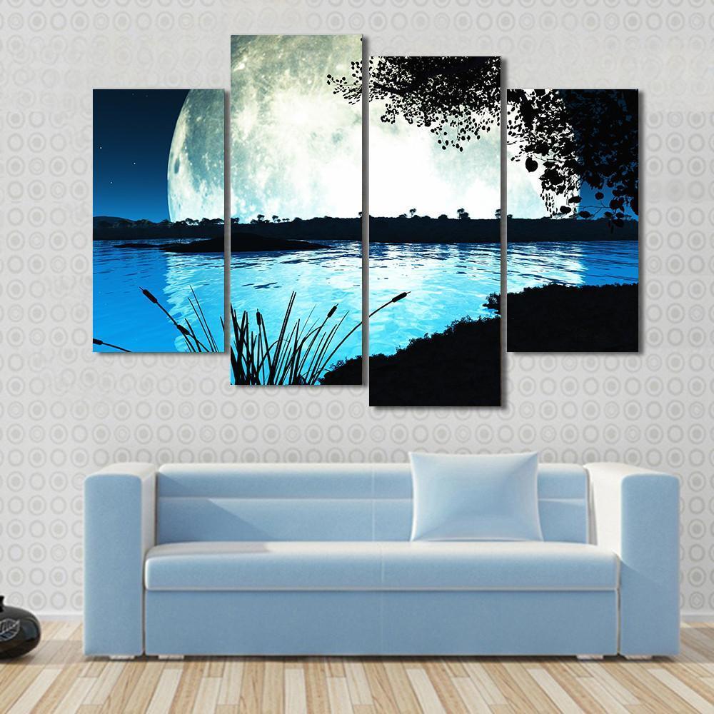 Moon On Alien Planet Canvas Wall Art-4 Pop-Gallery Wrap-50&quot; x 32&quot;-Tiaracle
