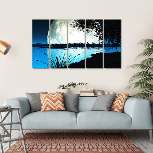 Moon On Alien Planet Canvas Wall Art-5 Horizontal-Gallery Wrap-22" x 12"-Tiaracle