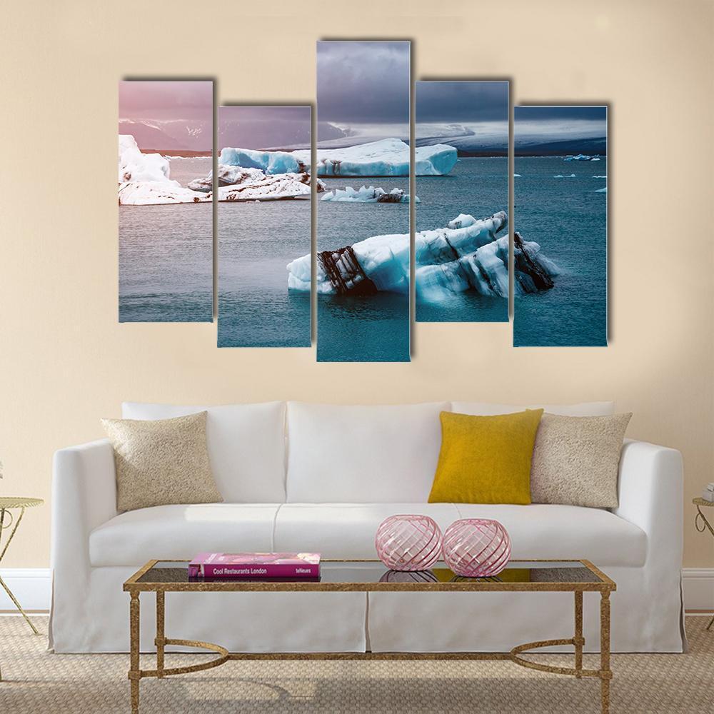 Pieces Of Iceberg Canvas Wall Art-5 Pop-Gallery Wrap-47" x 32"-Tiaracle
