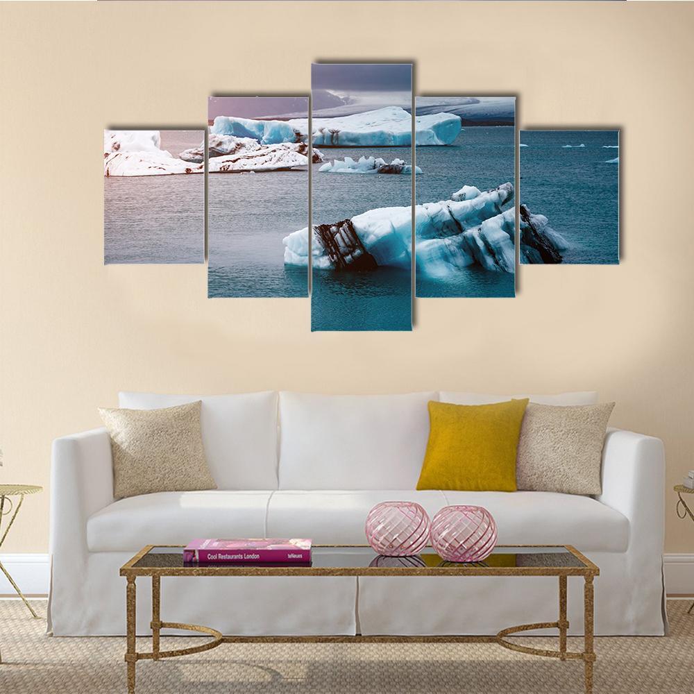 Pieces Of Iceberg Canvas Wall Art-5 Star-Gallery Wrap-62" x 32"-Tiaracle