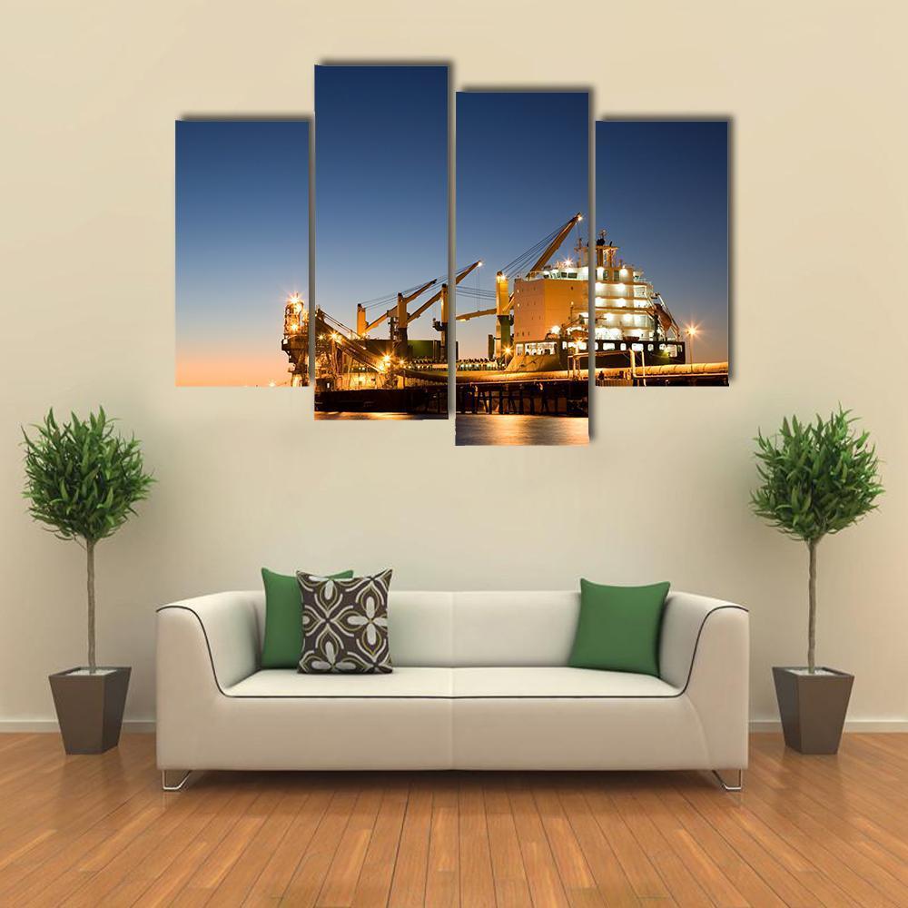 Vessel Berthed Unloading Canvas Wall Art-4 Pop-Gallery Wrap-50" x 32"-Tiaracle
