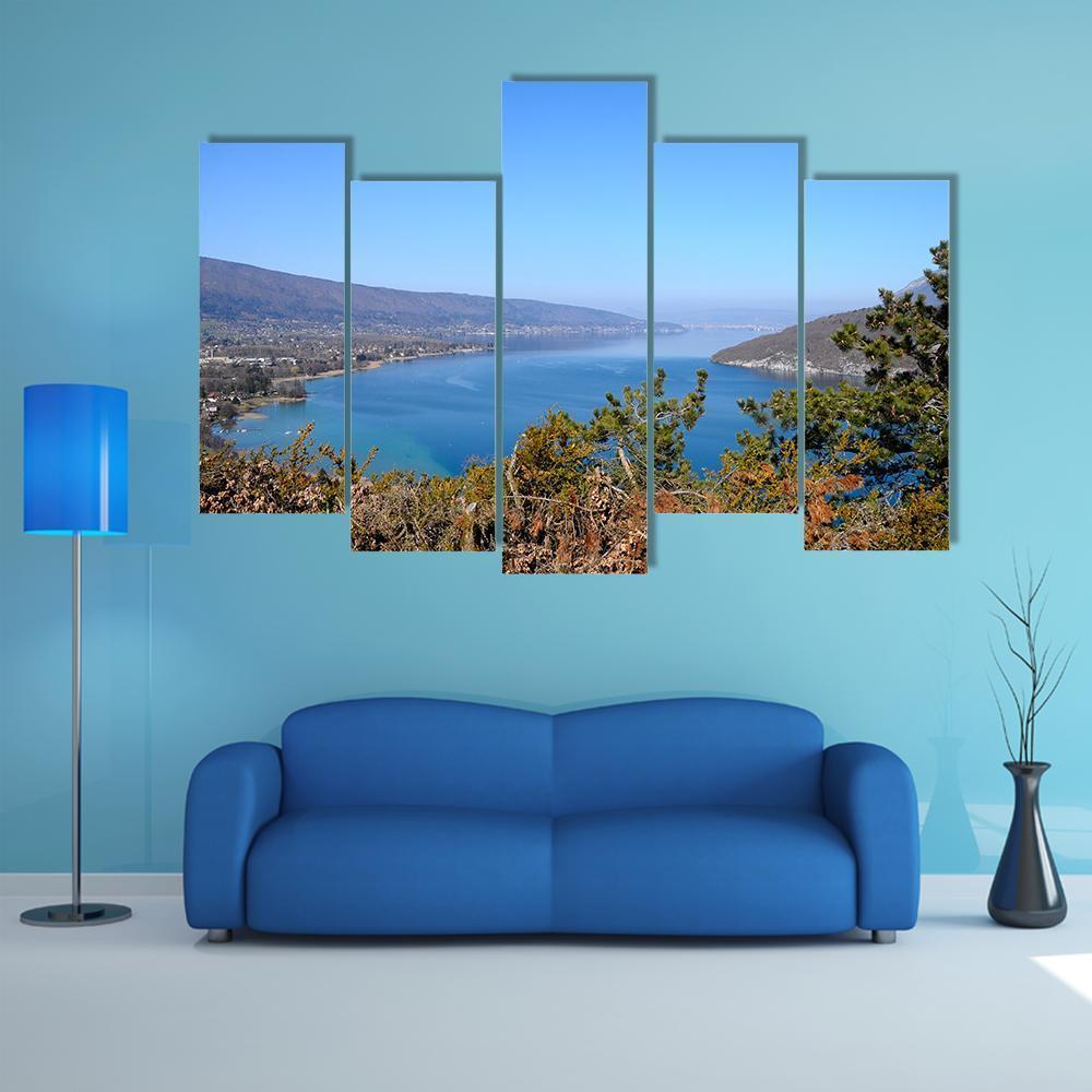 Annecy Lake Canvas Wall Art-5 Pop-Gallery Wrap-47" x 32"-Tiaracle