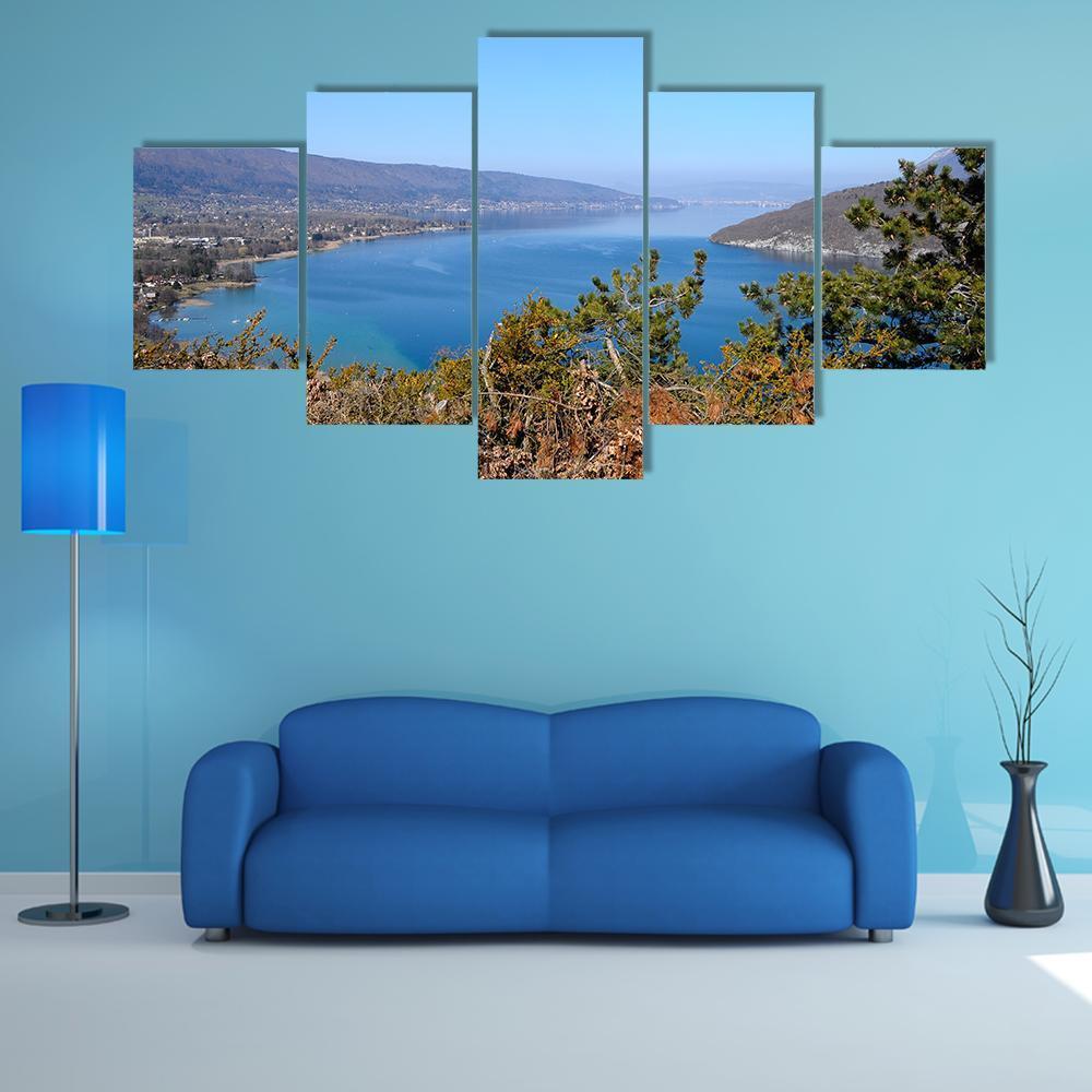 Annecy Lake Canvas Wall Art-5 Star-Gallery Wrap-62" x 32"-Tiaracle