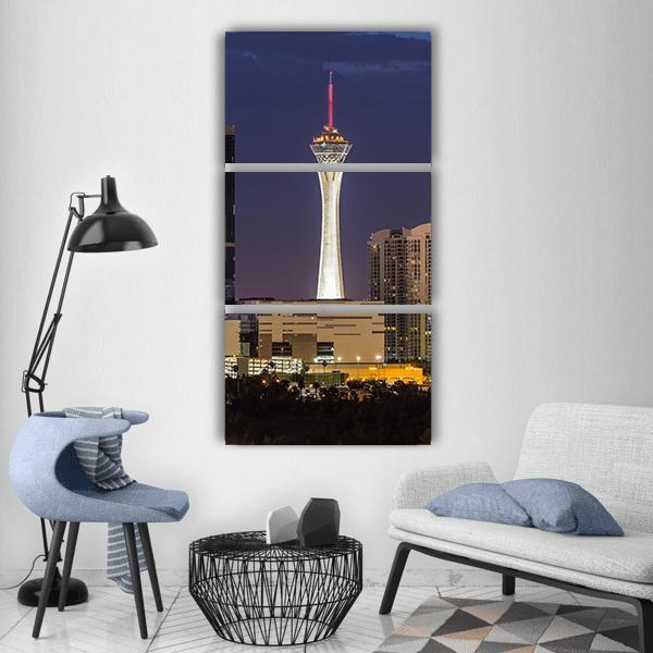 Las Vegas Cityscape Vertical Canvas Wall Art-3 Vertical-Gallery Wrap-12" x 25"-Tiaracle