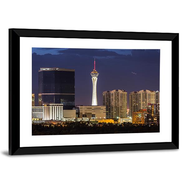 Las Vegas Cityscape Vertical Canvas Wall Art-3 Vertical-Gallery Wrap-12" x 25"-Tiaracle
