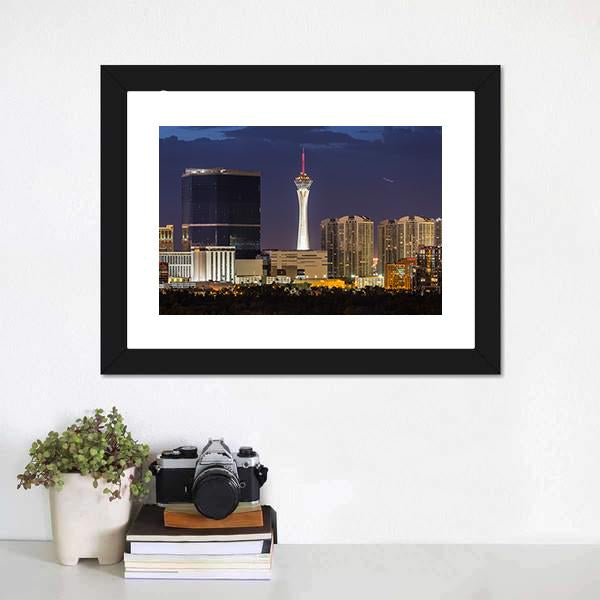 Las Vegas Cityscape Vertical Canvas Wall Art-3 Vertical-Gallery Wrap-12" x 25"-Tiaracle