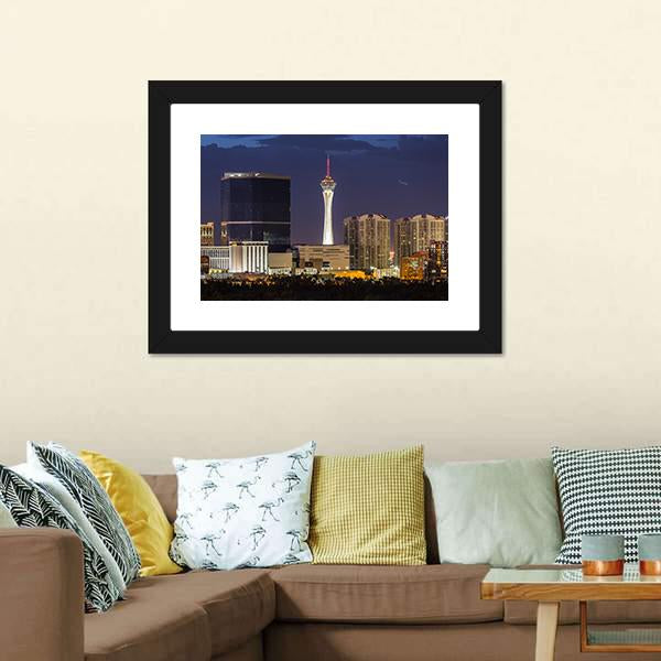 Las Vegas Cityscape Vertical Canvas Wall Art-3 Vertical-Gallery Wrap-12" x 25"-Tiaracle