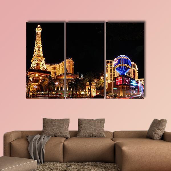 Eiffel Tower On Strip Canvas Wall Art-3 Horizontal-Gallery Wrap-37" x 24"-Tiaracle