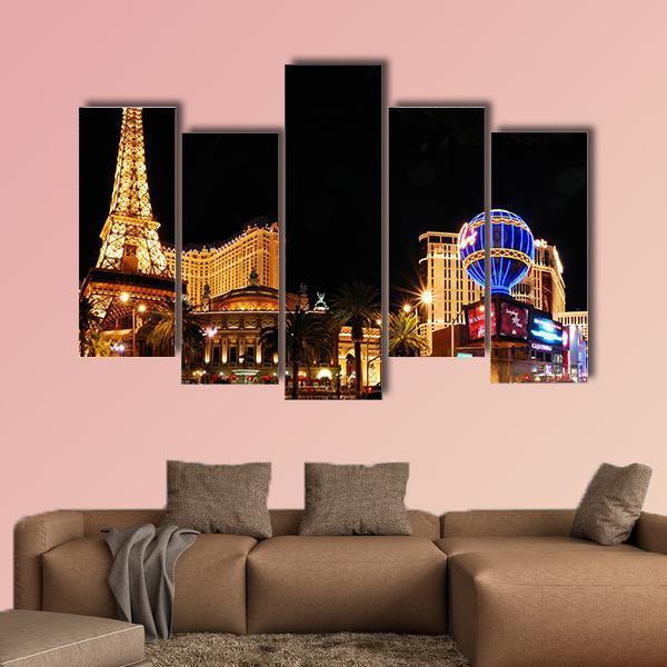 Eiffel Tower On Strip Canvas Wall Art-5 Pop-Gallery Wrap-47" x 32"-Tiaracle