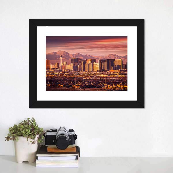 Las Vegas Strip Skyline Canvas Wall Art-1 Piece-Framed Print-20" x 16"-Tiaracle