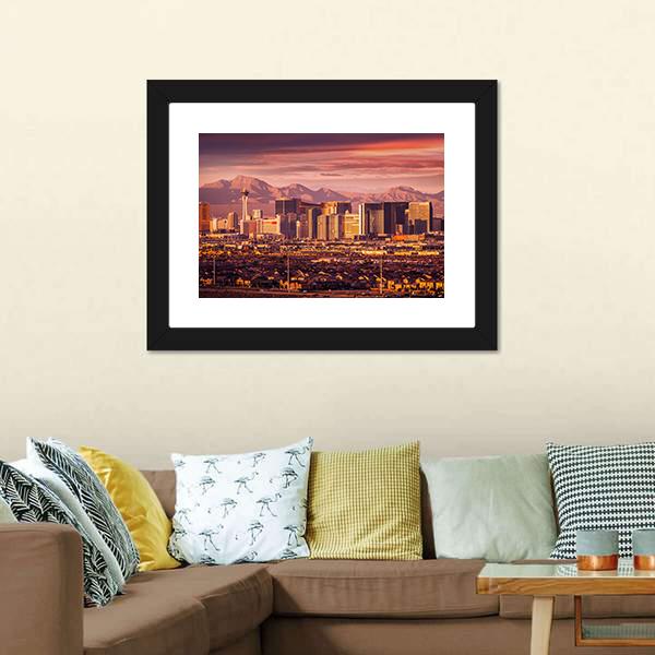 Las Vegas Strip Skyline Canvas Wall Art-3 Horizontal-Gallery Wrap-25" x 16"-Tiaracle