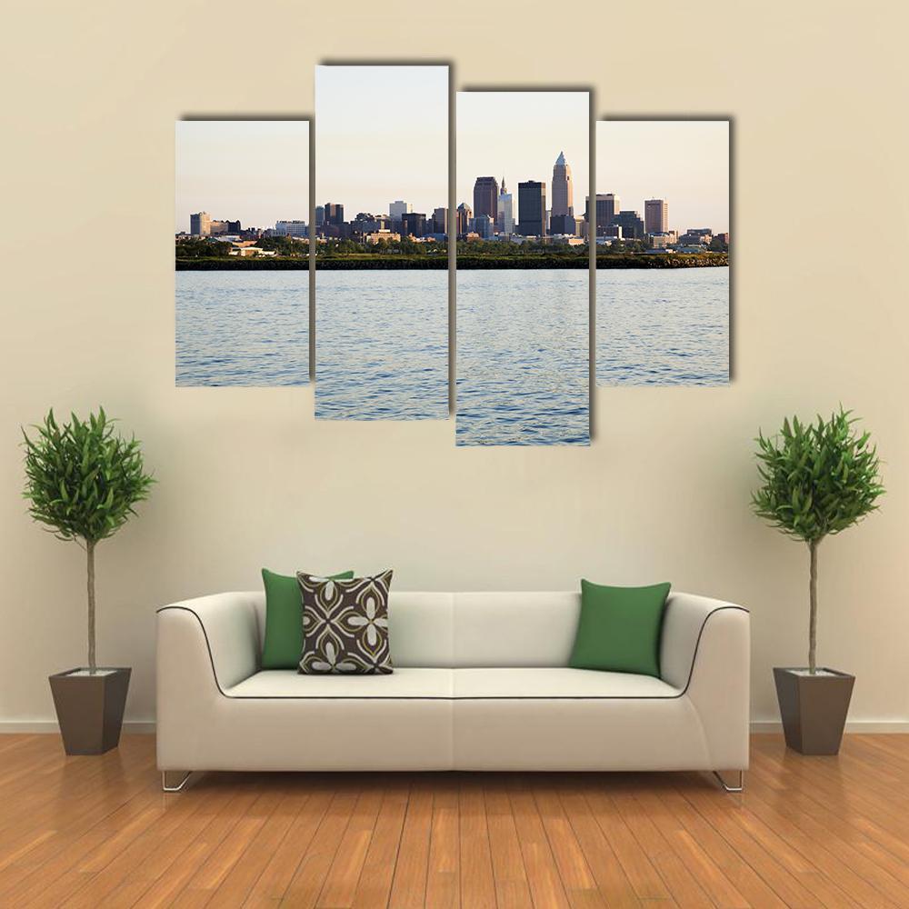 Downtown Cleveland Canvas Wall Art-4 Pop-Gallery Wrap-50" x 32"-Tiaracle