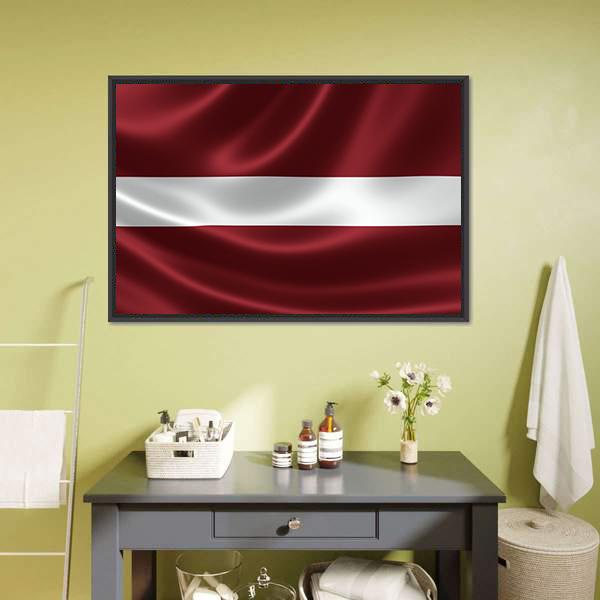 Latvia Flag Canvas Wall Art-1 Piece-Floating Frame-24" x 16"-Tiaracle