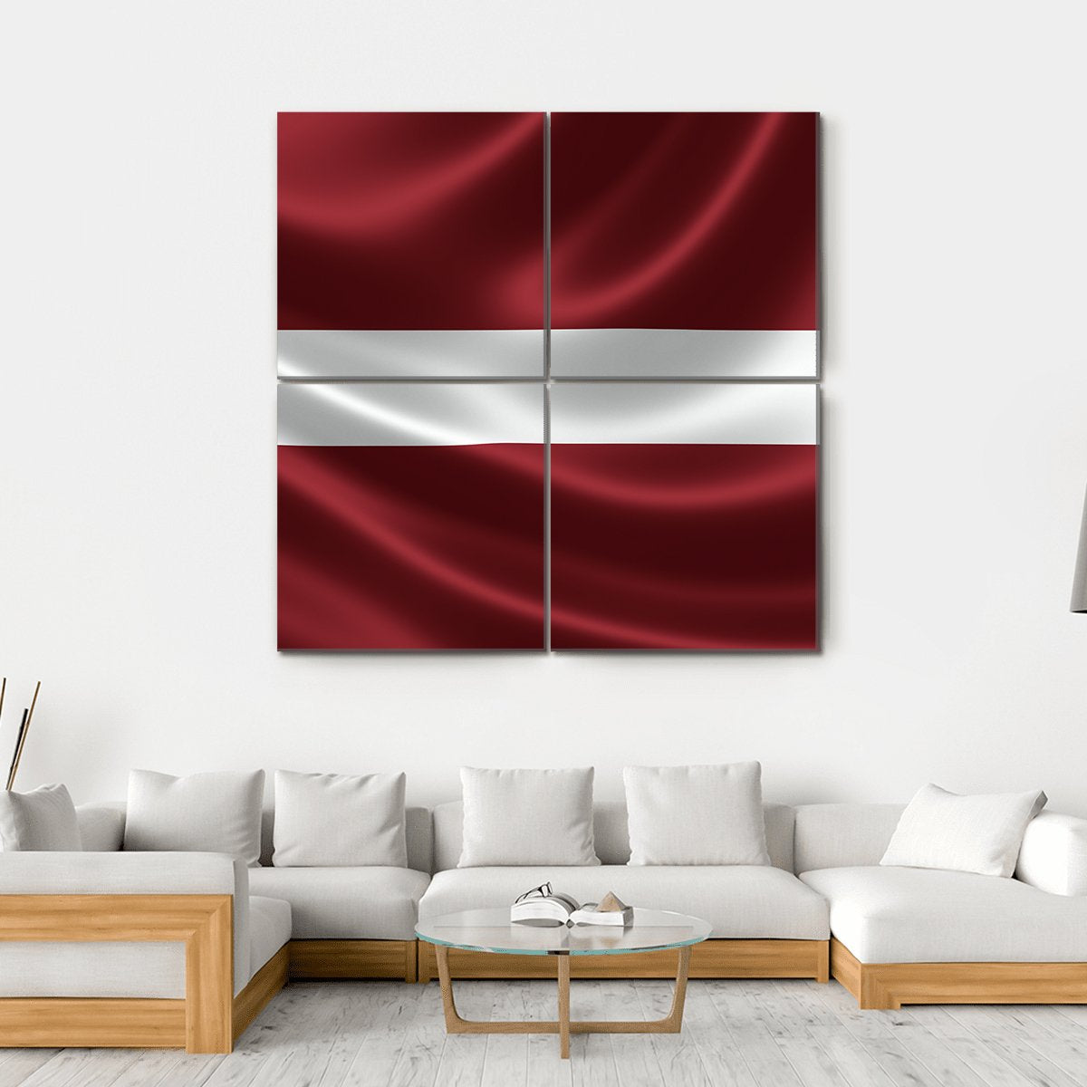 Latvia Flag Canvas Wall Art-4 Square-Gallery Wrap-17" x 17"-Tiaracle