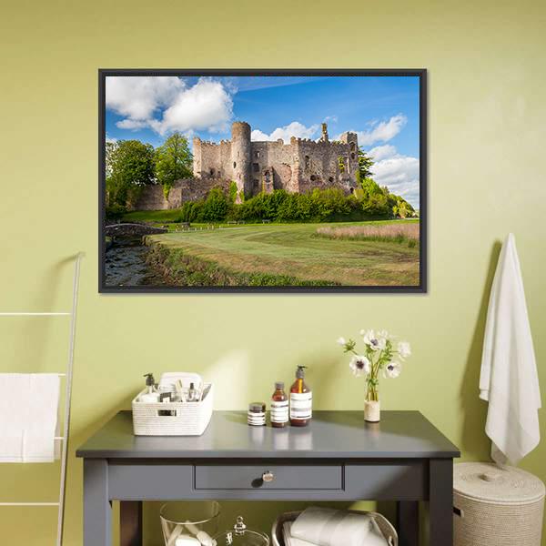 Laugharne Castle Canvas Wall Art-1 Piece-Floating Frame-24" x 16"-Tiaracle