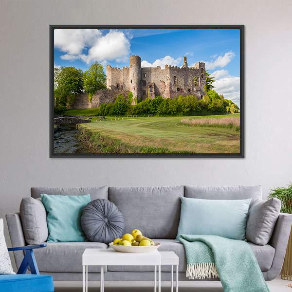 Laugharne Castle Canvas Wall Art-3 Horizontal-Gallery Wrap-25" x 16"-Tiaracle