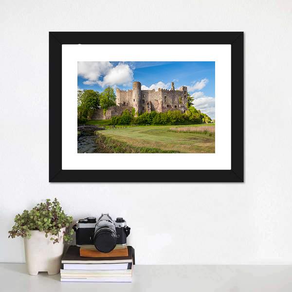 Laugharne Castle Canvas Wall Art-1 Piece-Framed Print-20" x 16"-Tiaracle