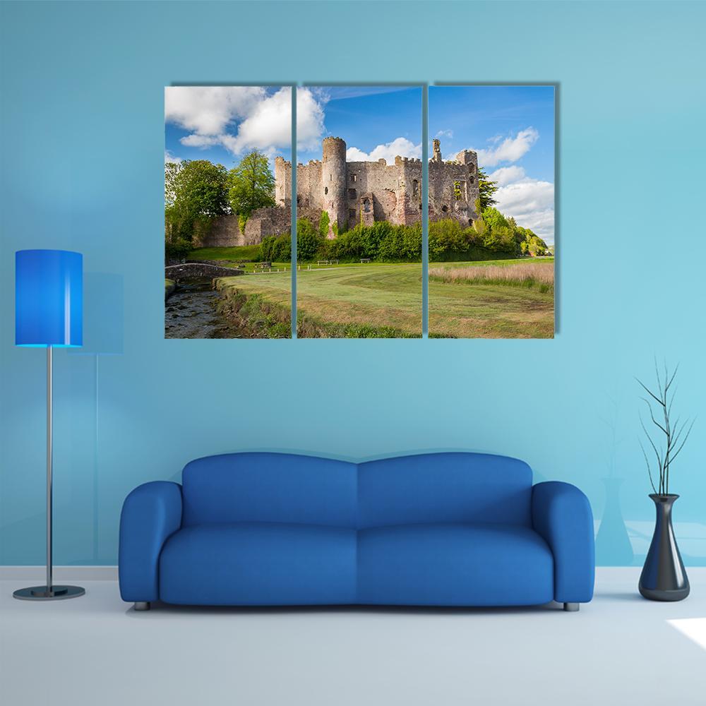 Laugharne Castle Canvas Wall Art-3 Horizontal-Gallery Wrap-37" x 24"-Tiaracle