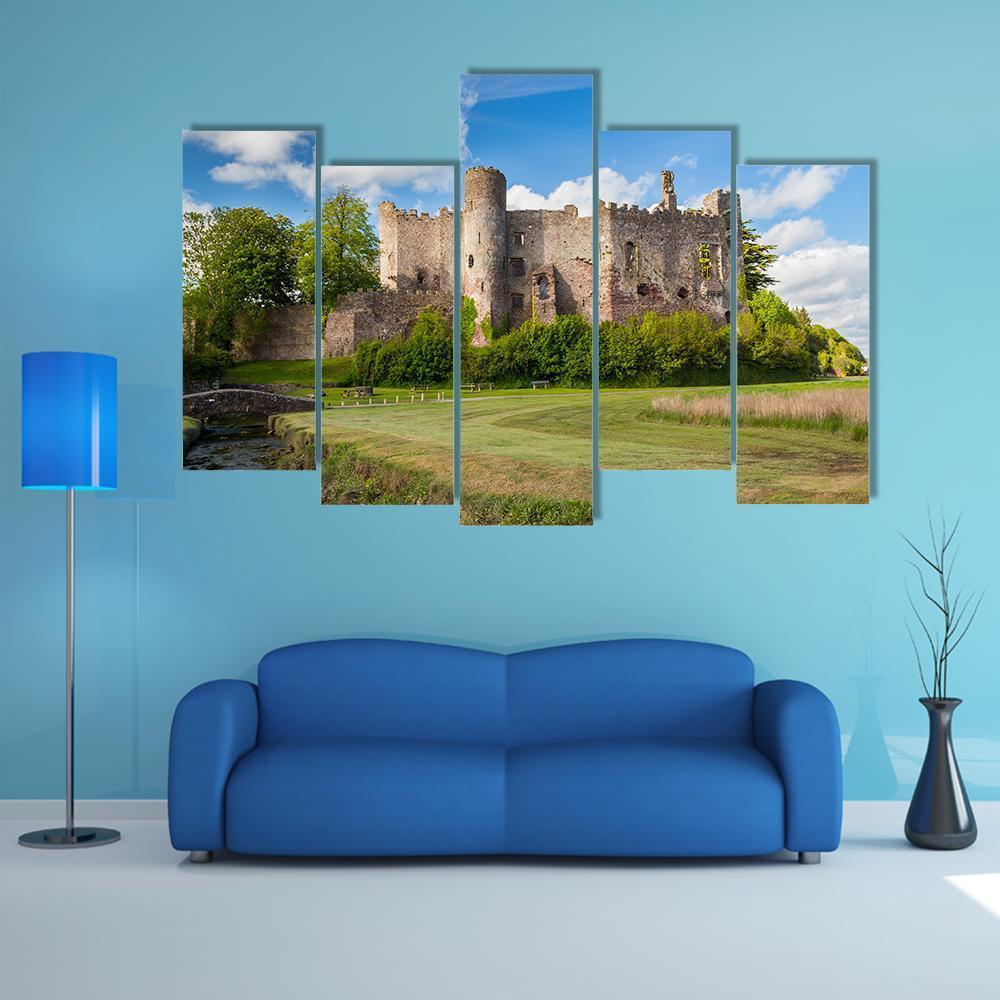 Laugharne Castle Canvas Wall Art-5 Pop-Gallery Wrap-47" x 32"-Tiaracle