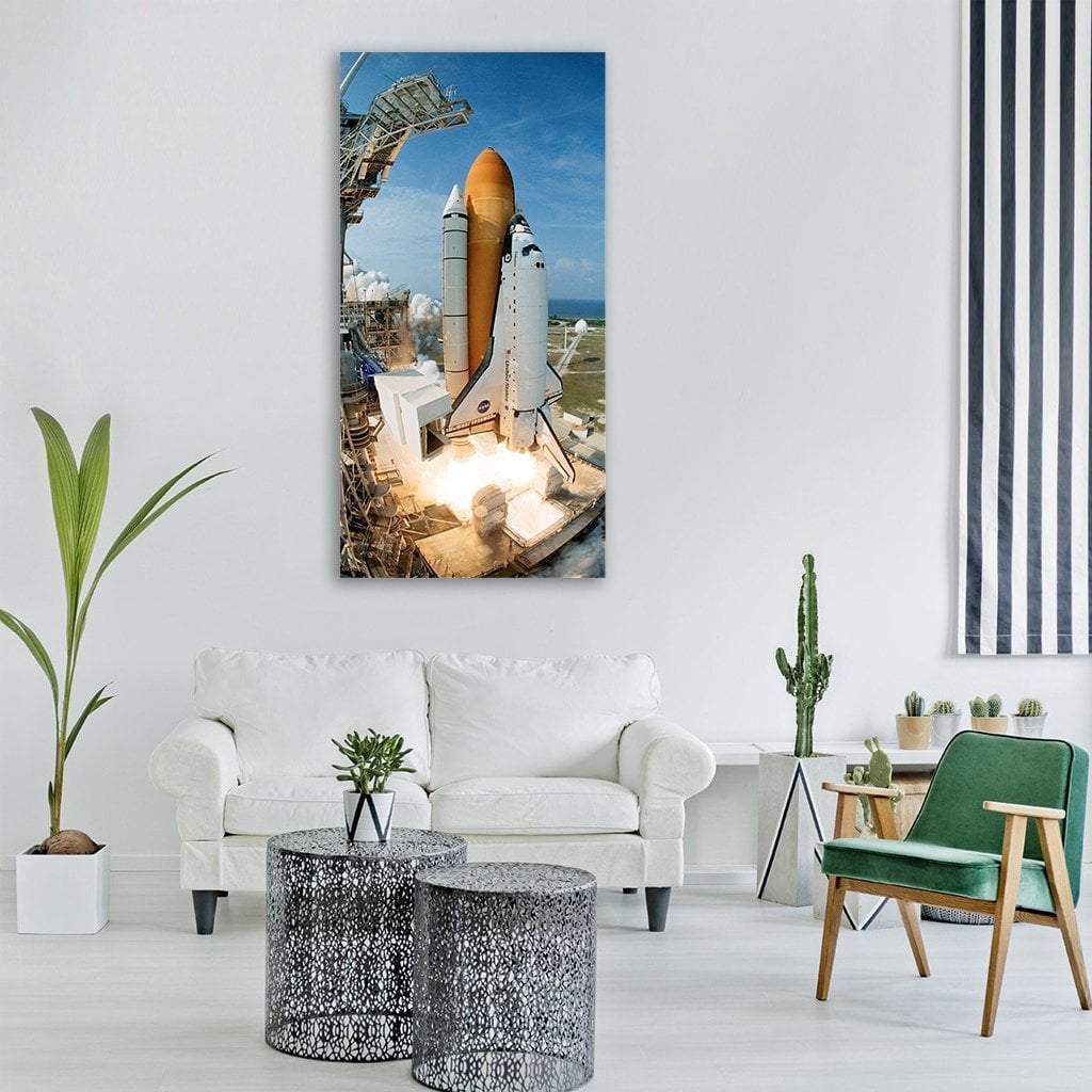 Launch Of Space Shuttle Vertical Canvas Wall Art-3 Vertical-Gallery Wrap-12" x 25"-Tiaracle