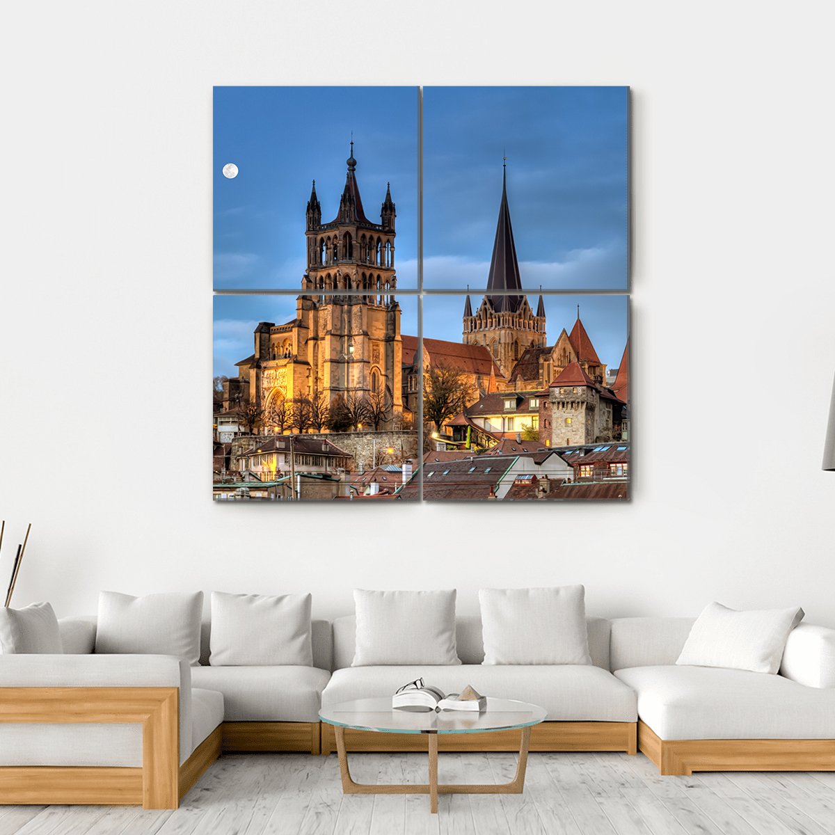 Lausanne Cathedral Canvas Wall Art-4 Square-Gallery Wrap-17" x 17"-Tiaracle