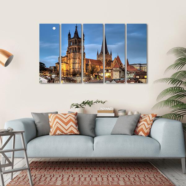 Lausanne Cathedral Canvas Wall Art-5 Horizontal-Gallery Wrap-22" x 12"-Tiaracle